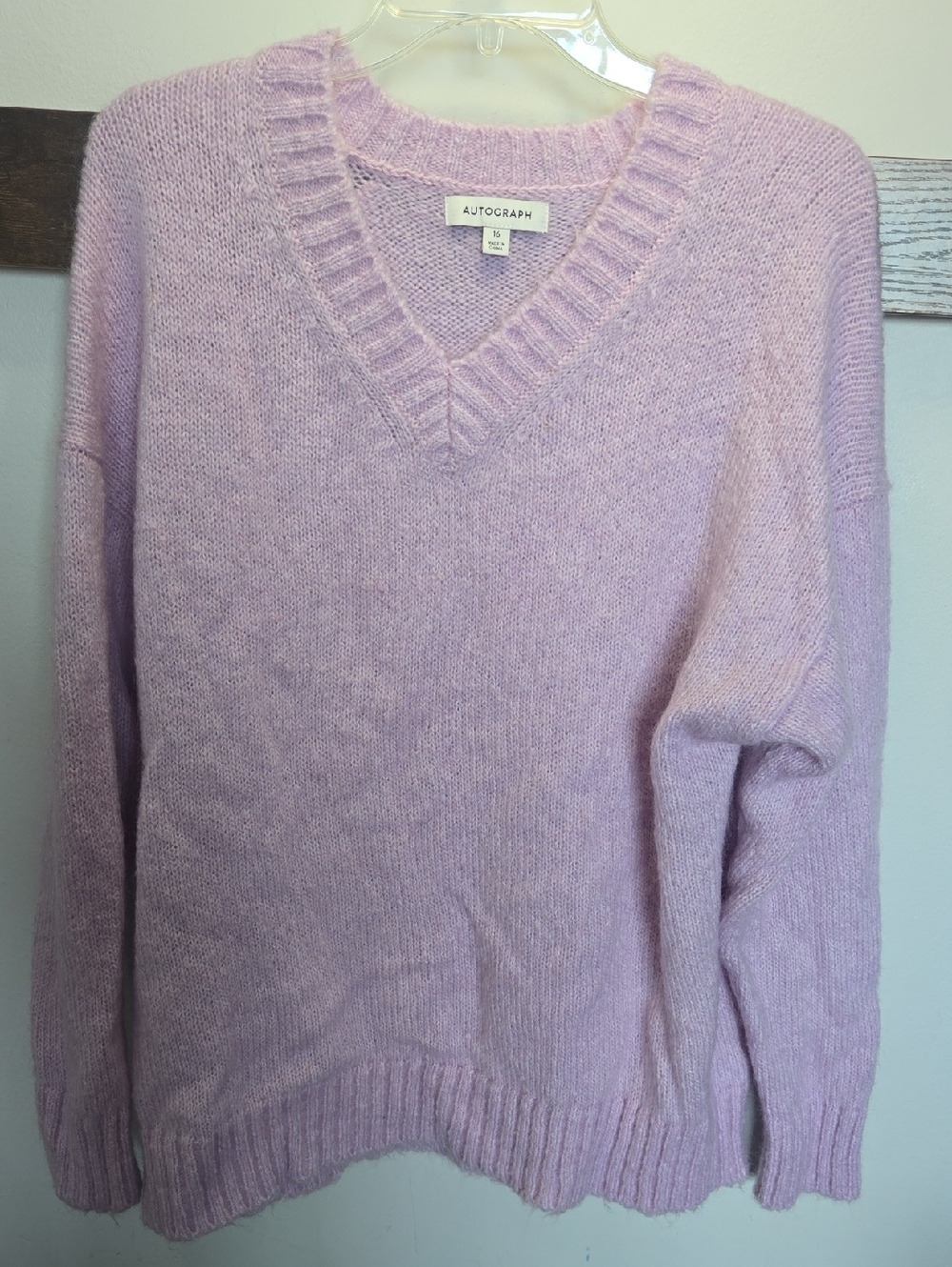 Autograph Pastel Lavender V-Neck Knit Sweater